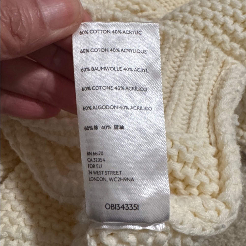 Free People Dream Cable Crew Sweater Cream Chunky Knit Slouchy Boho-Small - Picture 11 of 12